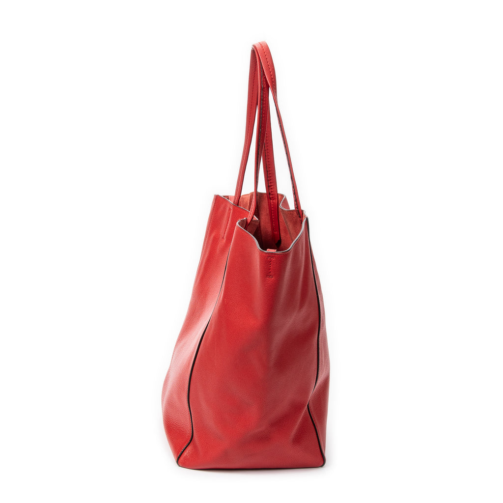 Bolso de Hombro Cabas Phantom Tote Piel de Becerro Granulada Roja