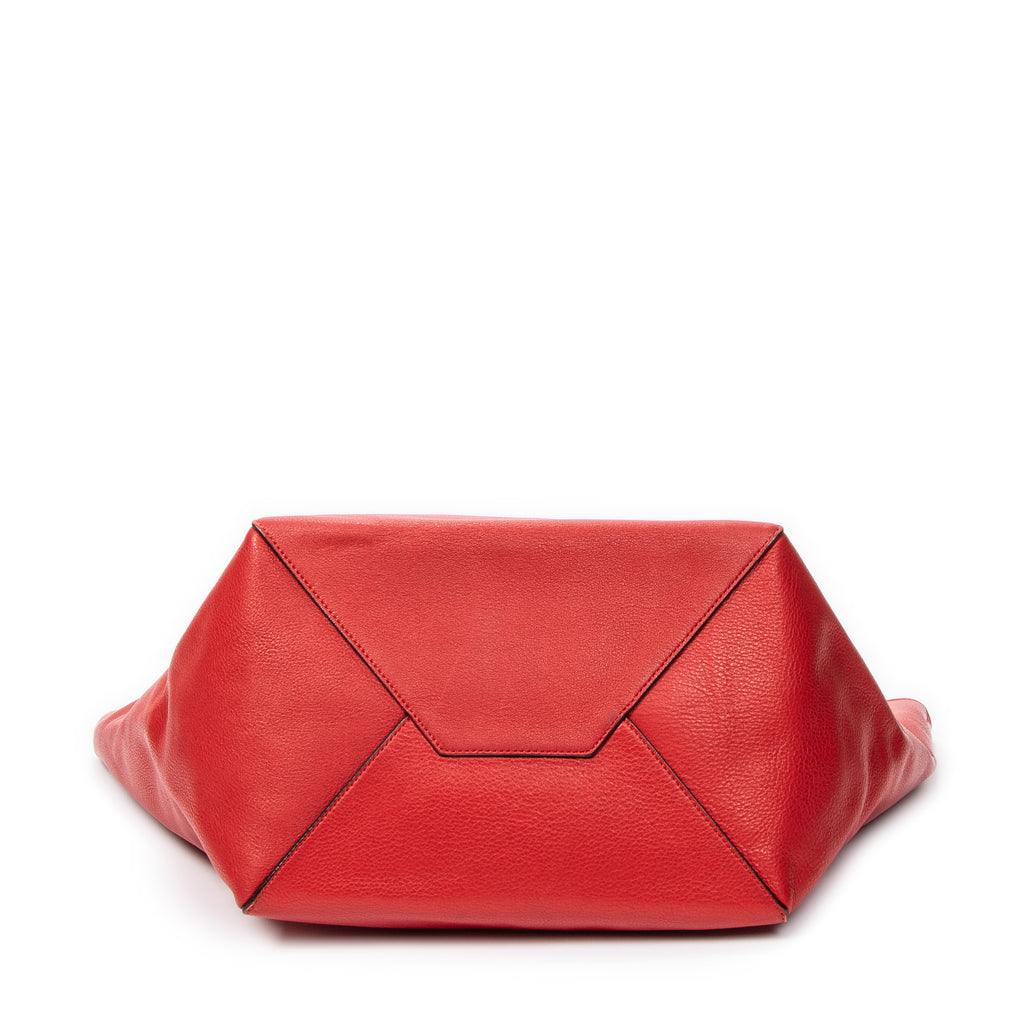 Bolso de Hombro Cabas Phantom Tote Piel de Becerro Granulada Roja
