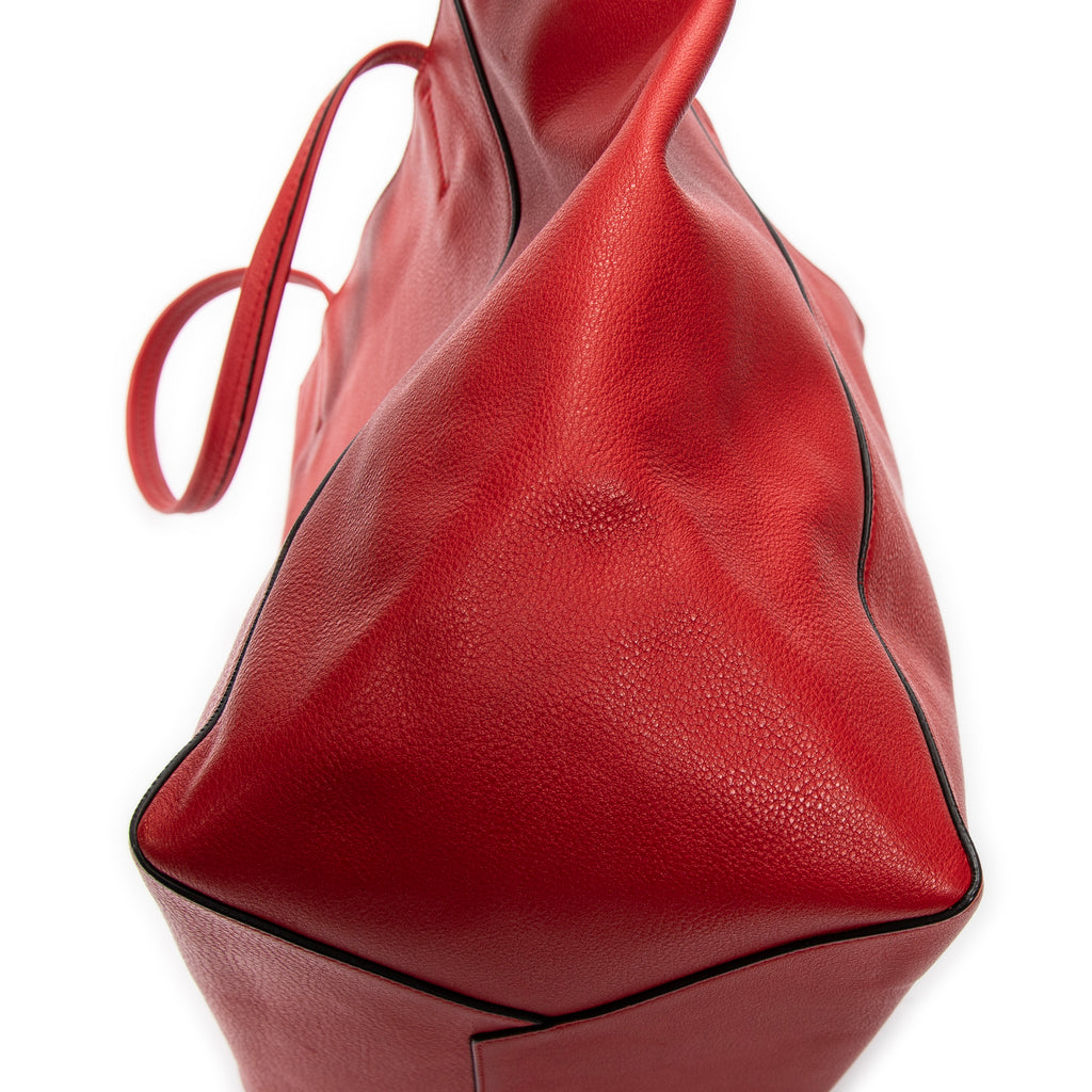 Bolso de Hombro Cabas Phantom Tote Piel de Becerro Granulada Roja