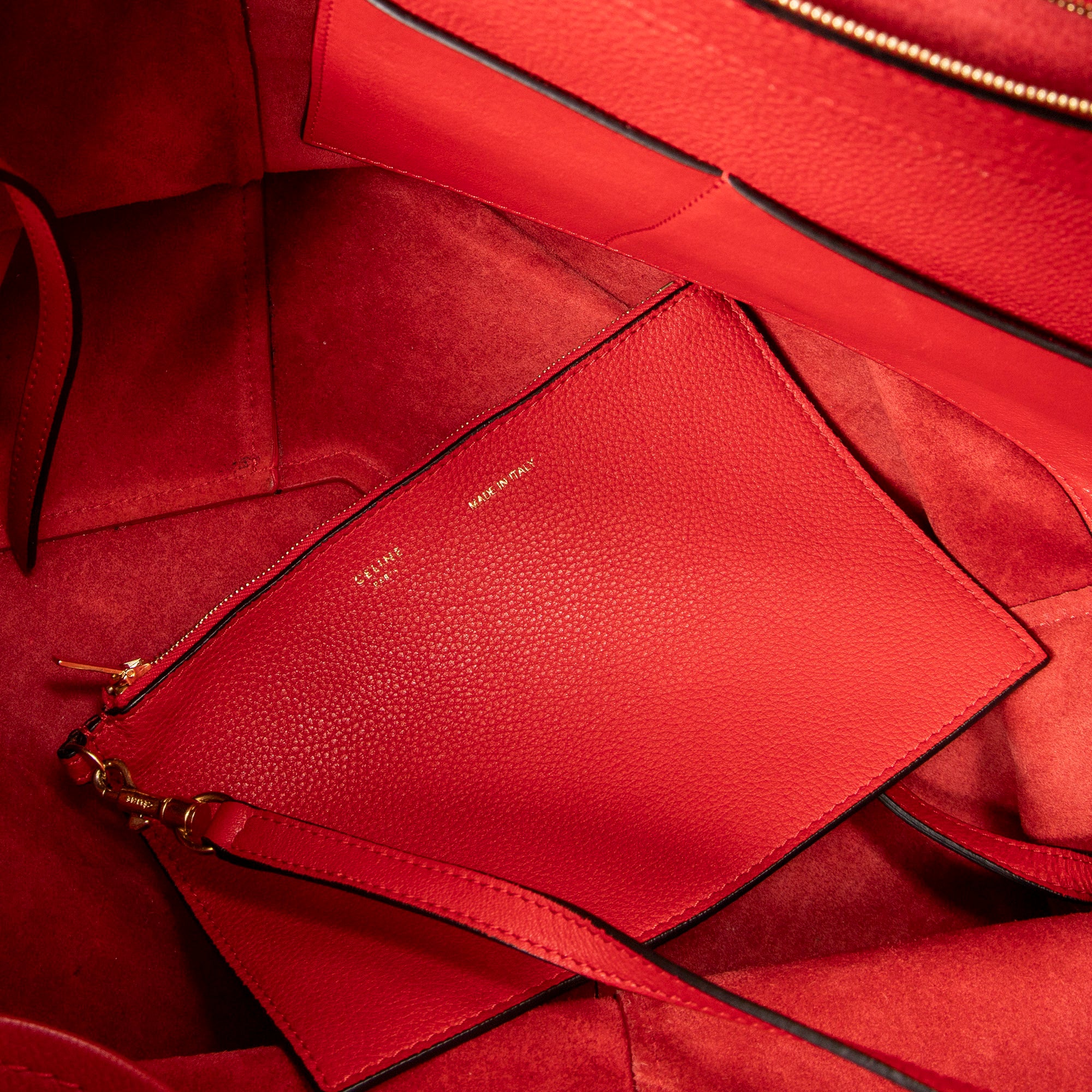 Bolso de Hombro Cabas Phantom Tote Piel de Becerro Granulada Roja
