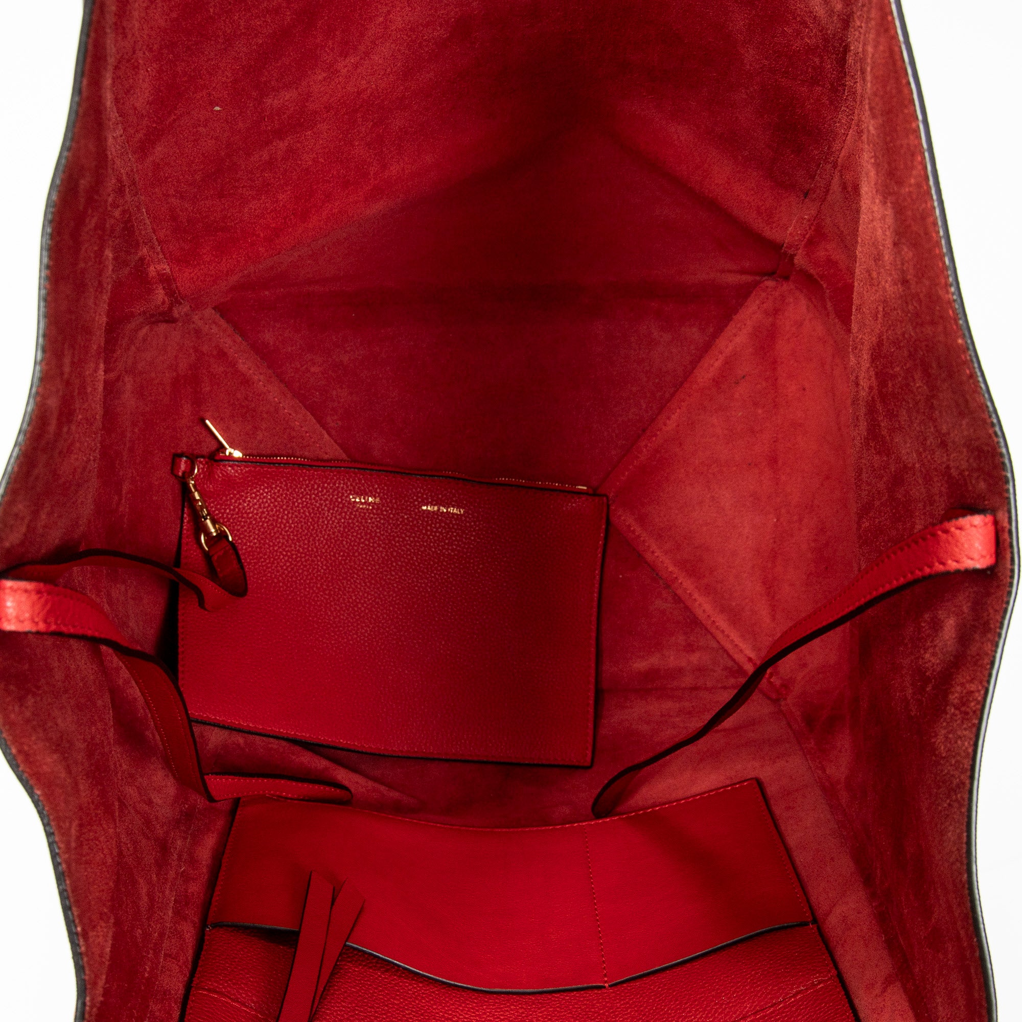 Bolso de Hombro Cabas Phantom Tote Piel de Becerro Granulada Roja