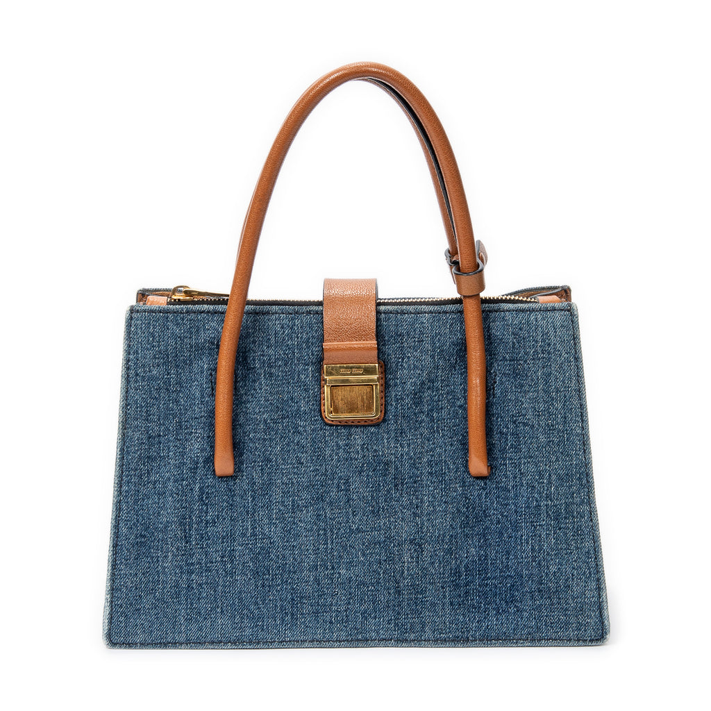Bolso de hombro convertible con cierre de botón azul de mezclilla de lona