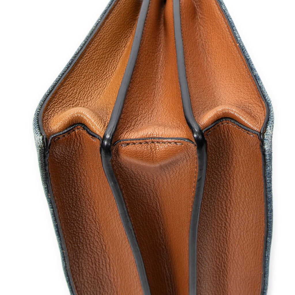 Bolso de hombro convertible con cierre de botón azul de mezclilla de lona