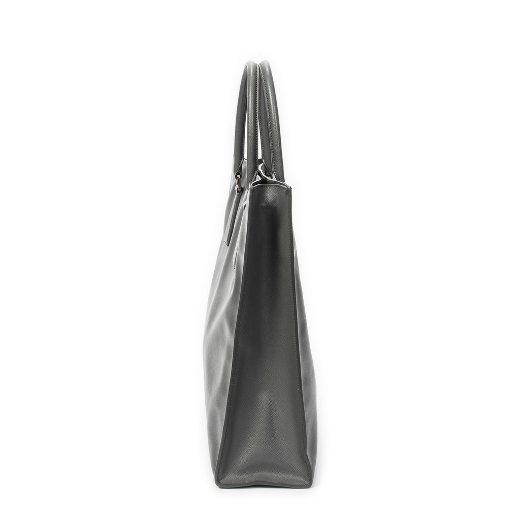 Shoulder Bag Vertical Business Tote Grey Saffiano Leather