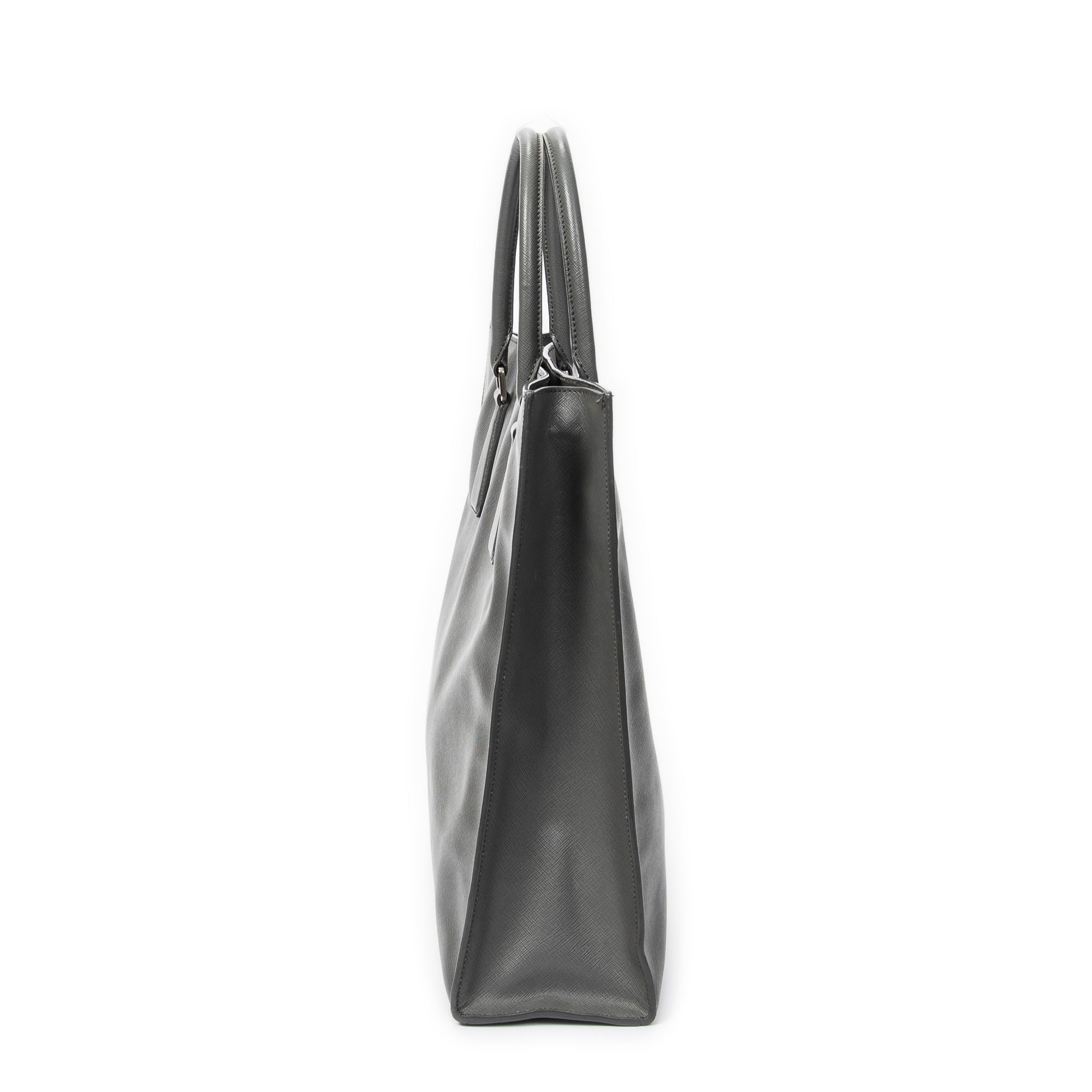 Shoulder Bag Vertical Business Tote Grey Saffiano Leather