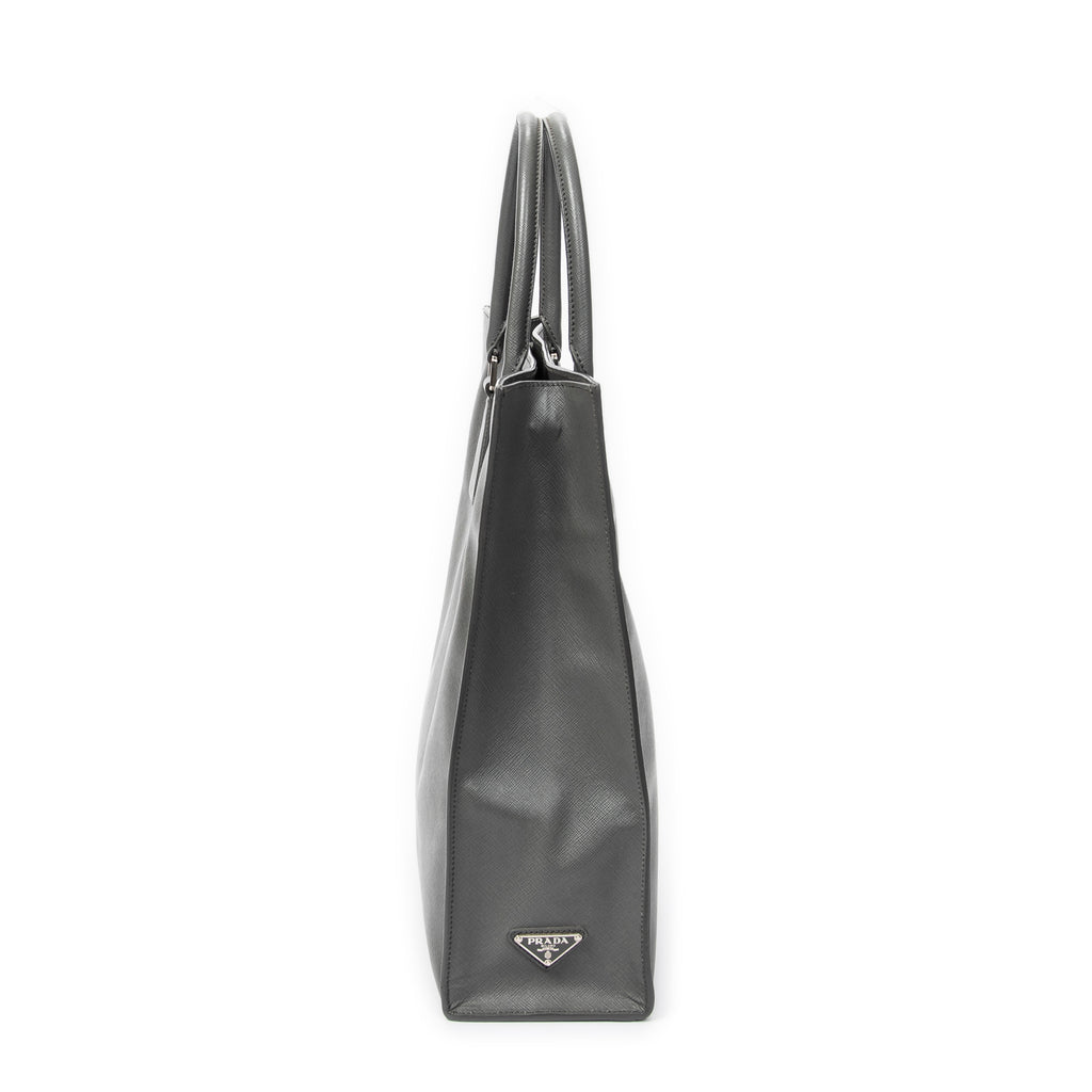 Shoulder Bag Vertical Business Tote Grey Saffiano Leather