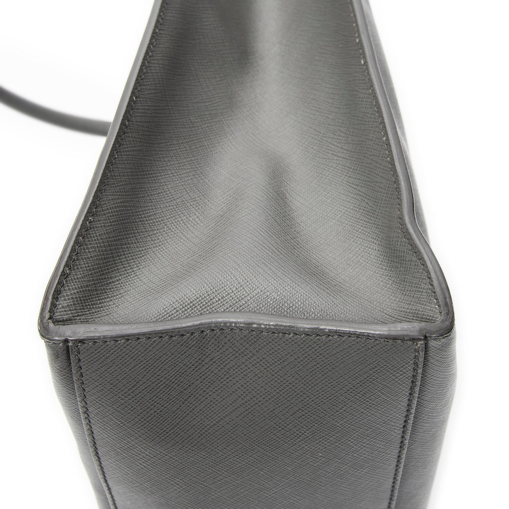 Shoulder Bag Vertical Business Tote Grey Saffiano Leather