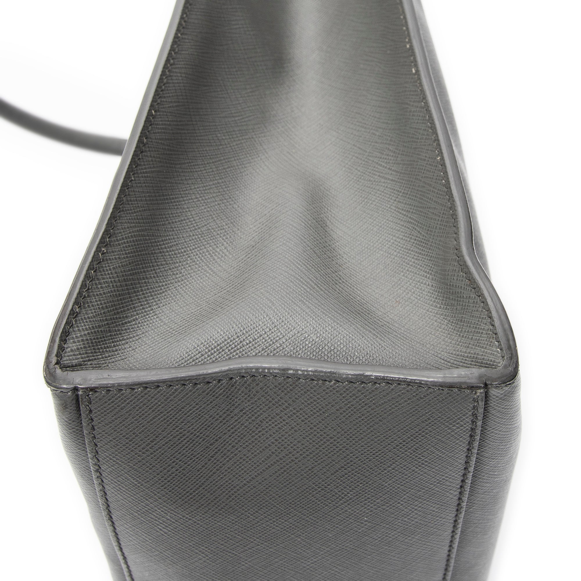 Shoulder Bag Vertical Business Tote Grey Saffiano Leather