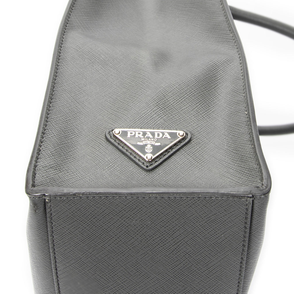 Shoulder Bag Vertical Business Tote Grey Saffiano Leather