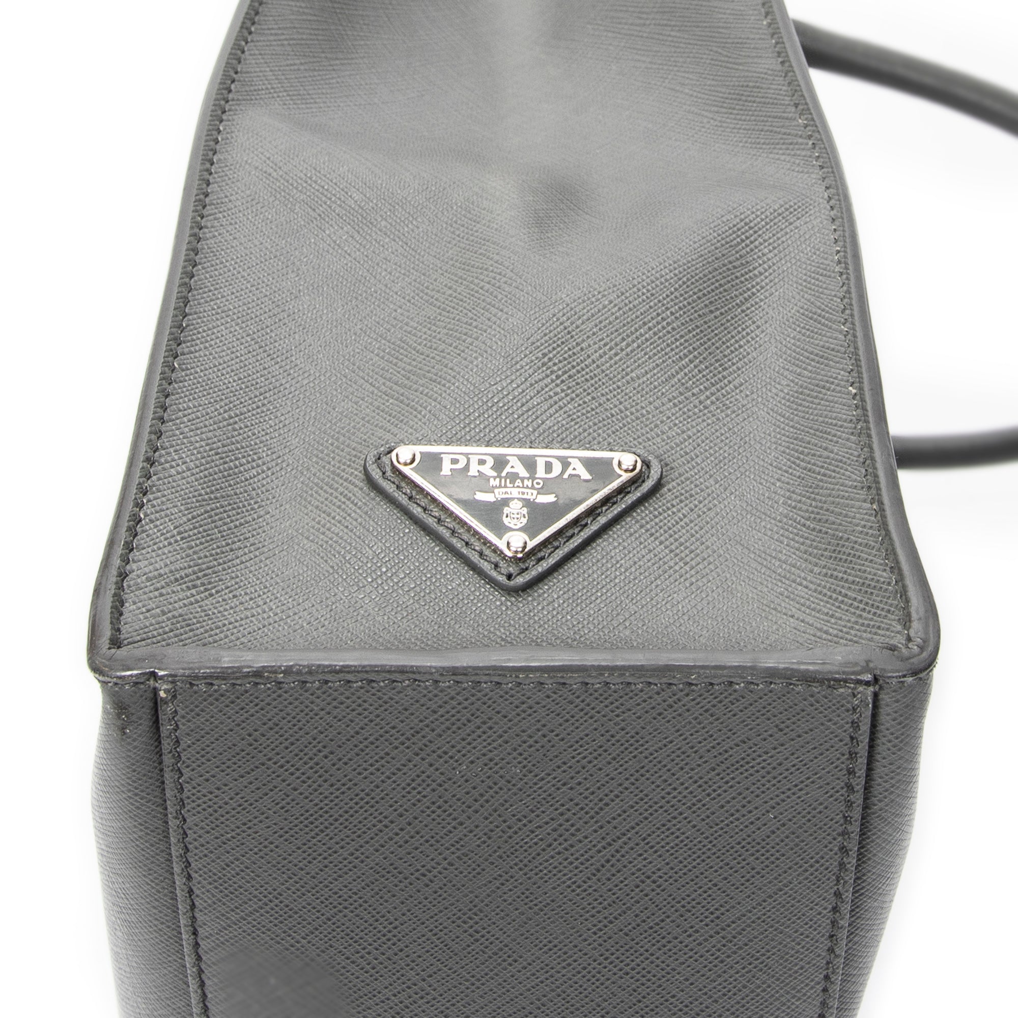 Shoulder Bag Vertical Business Tote Grey Saffiano Leather