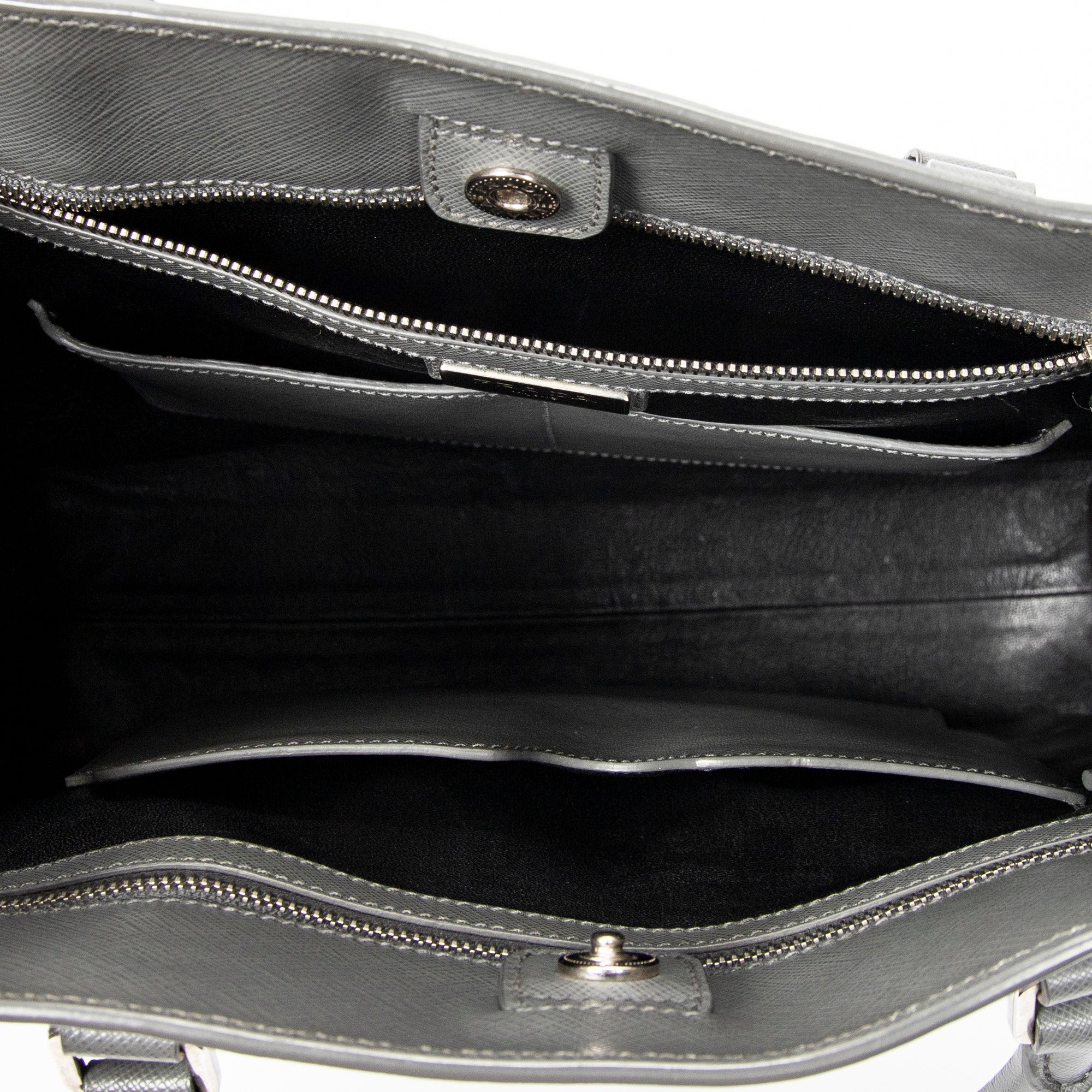 Shoulder Bag Vertical Business Tote Grey Saffiano Leather