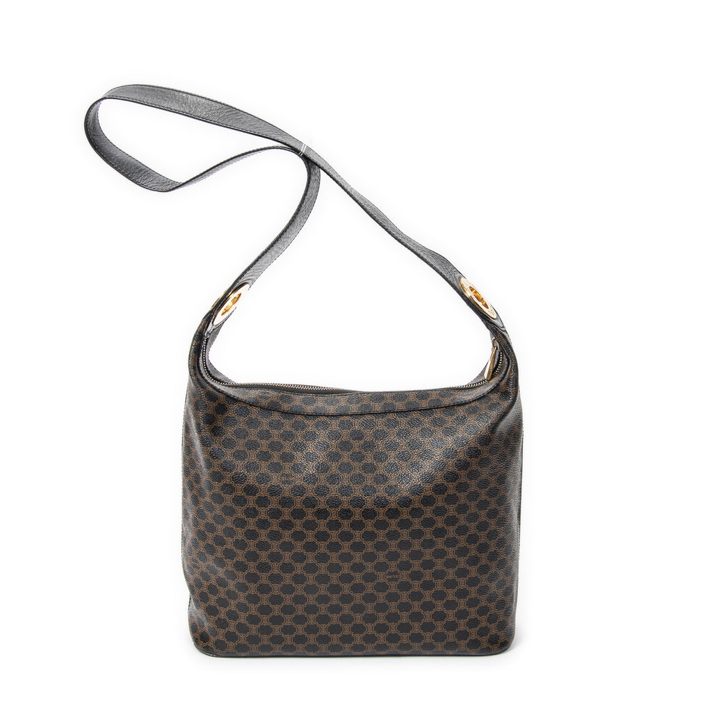 Shoulder Bag Vintage Shoulder Zip Hobo Brown Macadam Coated Canvas