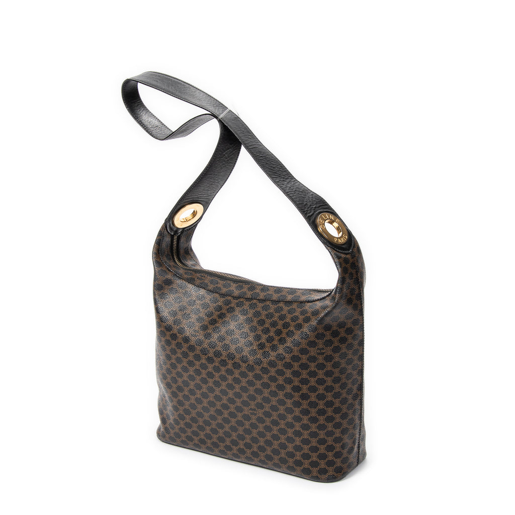 Shoulder Bag Vintage Shoulder Zip Hobo Brown Macadam Coated Canvas