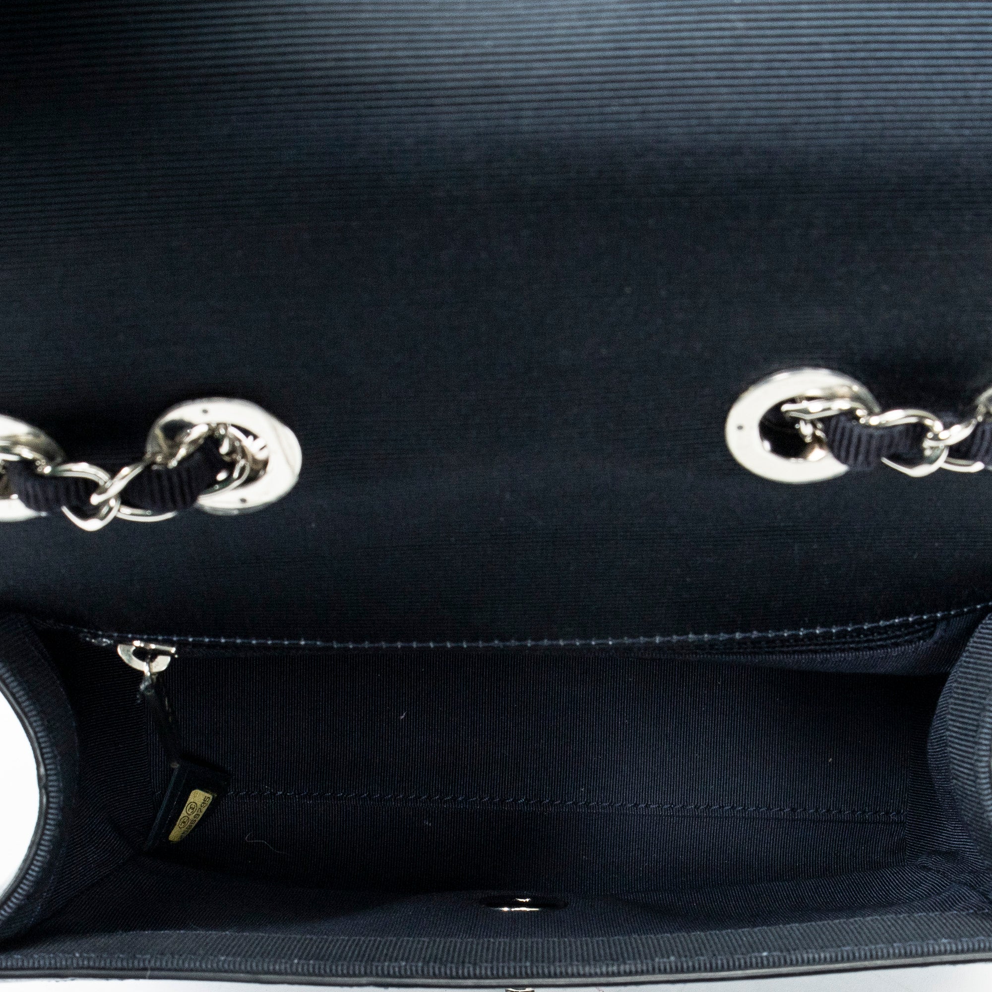Shoulder Bag CC Single Flap Navy Quilted Crumpled Calfskin Leather
