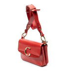 Shoulder Bag C Double Carry Bag Red Calfskin Leather