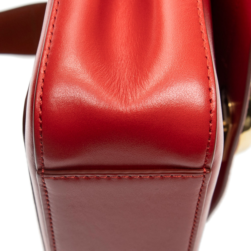 Shoulder Bag C Double Carry Bag Red Calfskin Leather