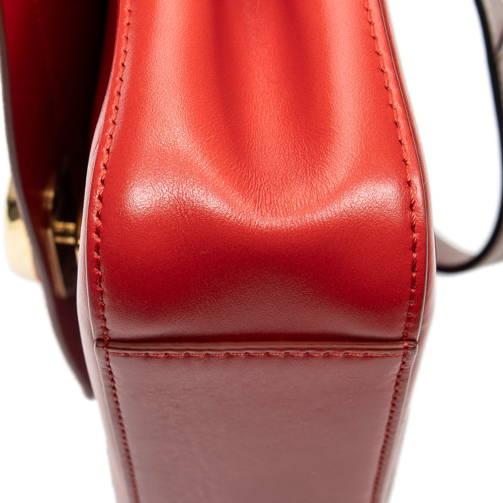 Shoulder Bag C Double Carry Bag Red Calfskin Leather
