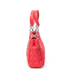 Shoulder Bag Small Soft Shopping Tote Red Cannage Lambskin Leather