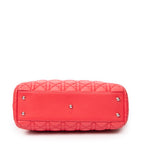 Shoulder Bag Small Soft Shopping Tote Red Cannage Lambskin Leather