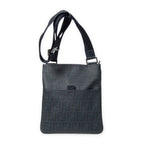 Shoulder Bag Slip Pocket Flat Messenger Navy Zucca Coated Canvas