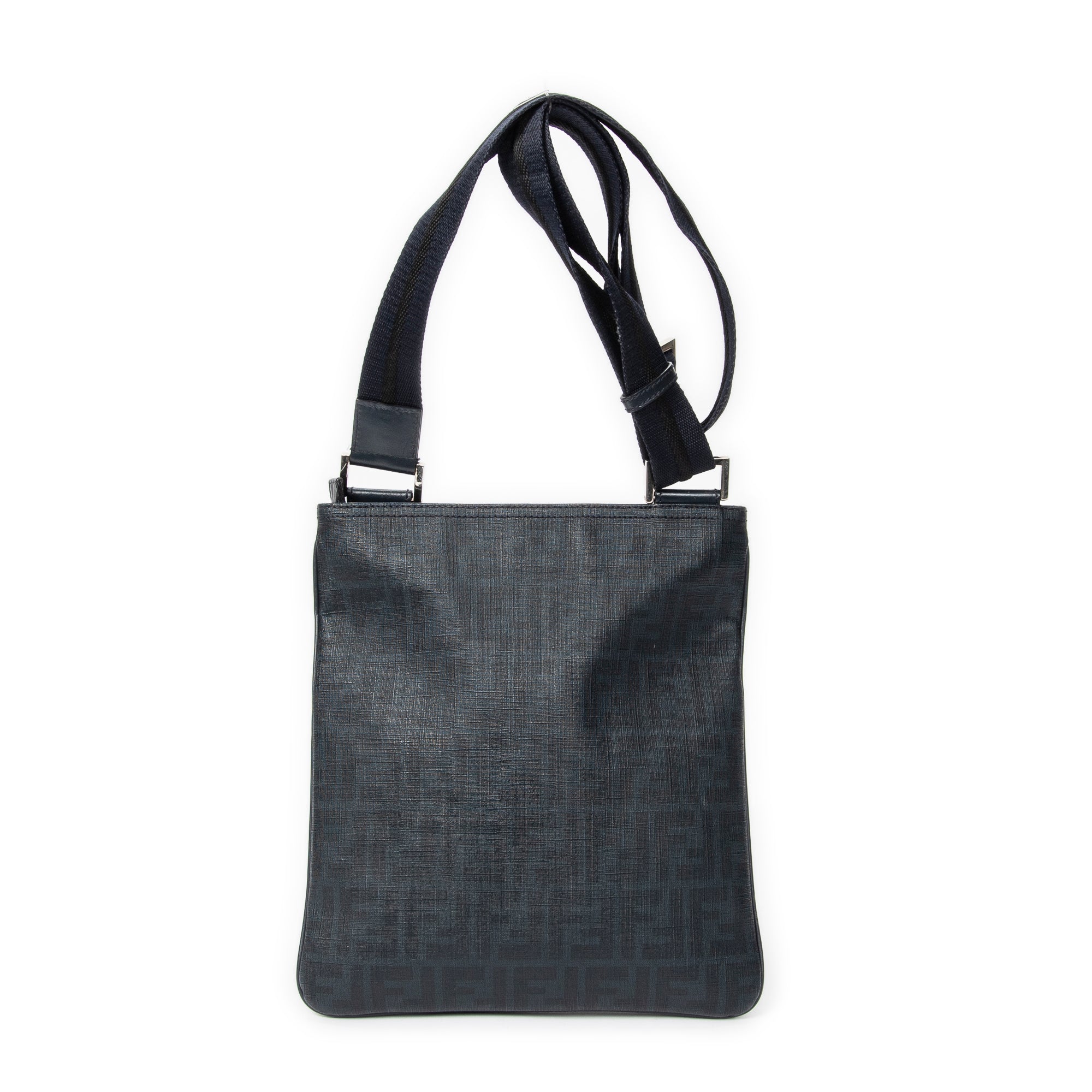 Shoulder Bag Slip Pocket Flat Messenger Navy Zucca Coated Canvas