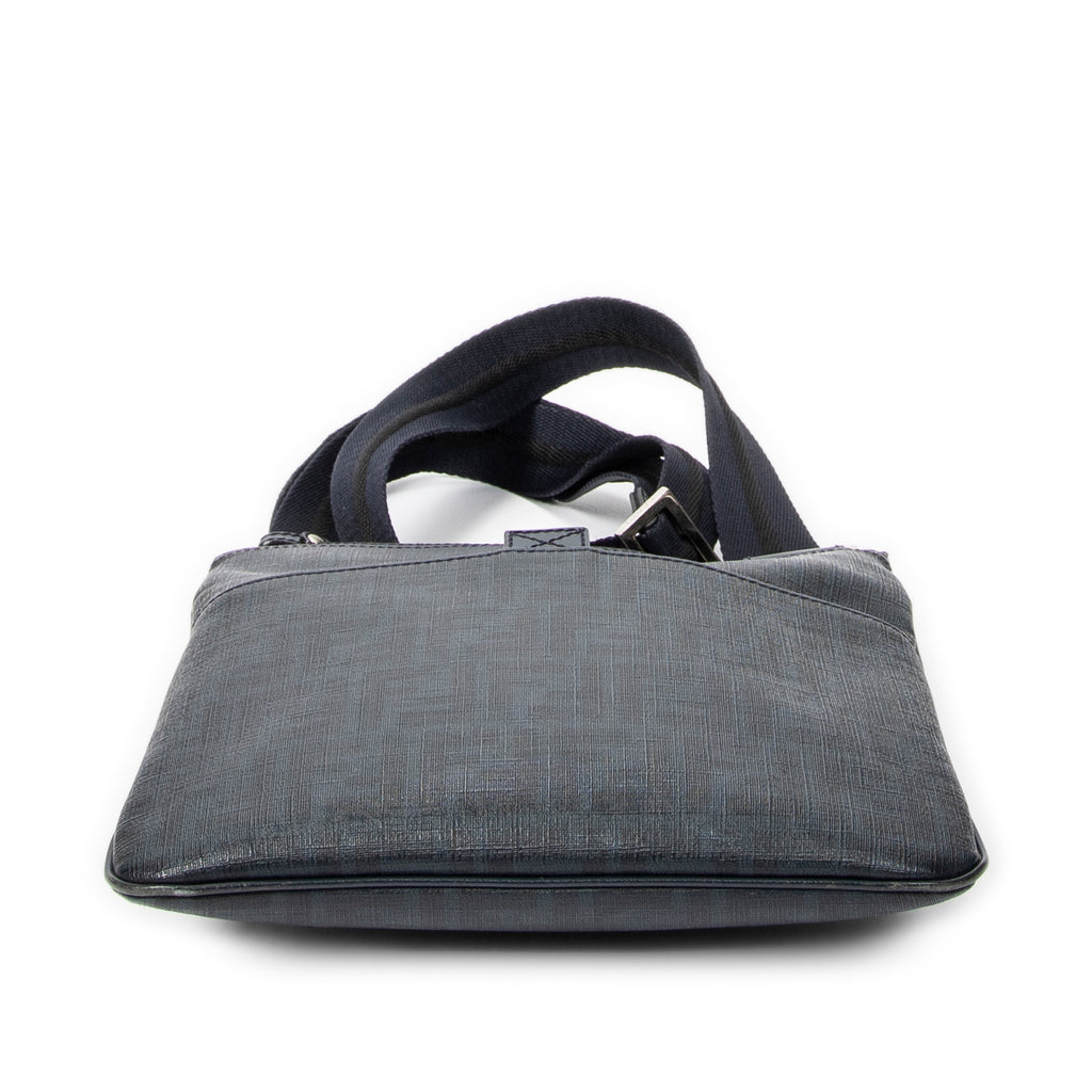 Shoulder Bag Slip Pocket Flat Messenger Navy Zucca Coated Canvas