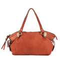 Shoulder Bag Large Bamboo Bar Boston Orange Grained Calfskin Leather