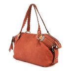 Shoulder Bag Large Bamboo Bar Boston Orange Grained Calfskin Leather
