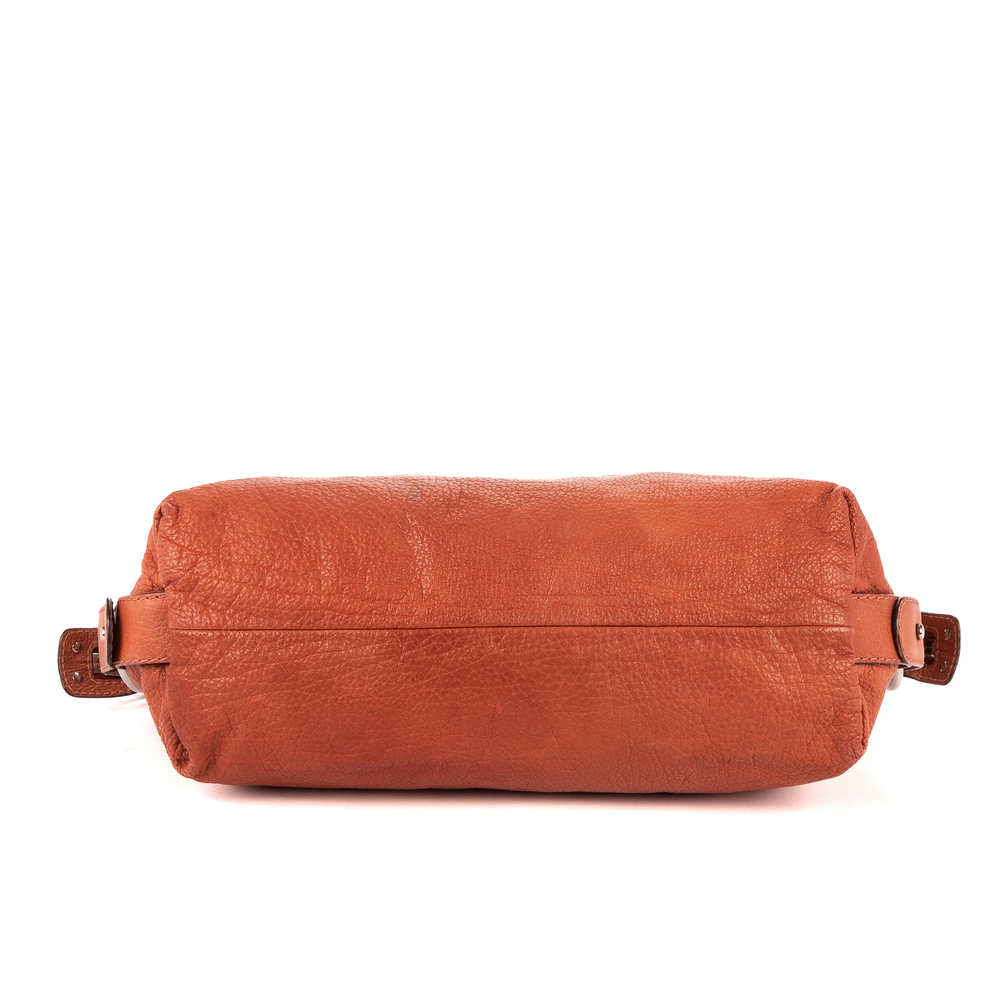 Shoulder Bag Large Bamboo Bar Boston Orange Grained Calfskin Leather