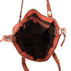 Shoulder Bag Large Bamboo Bar Boston Orange Grained Calfskin Leather