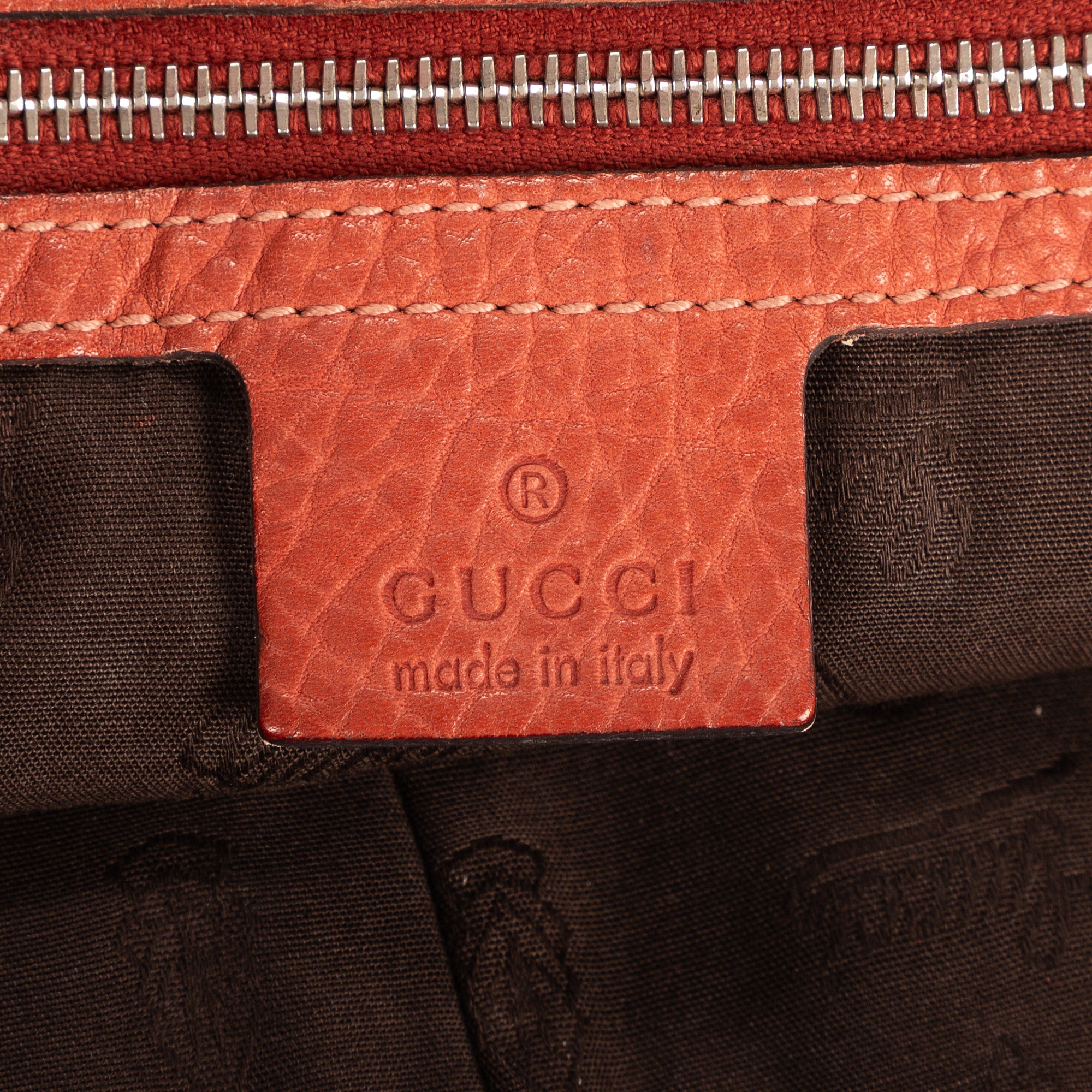 Shoulder Bag Large Bamboo Bar Boston Orange Grained Calfskin Leather