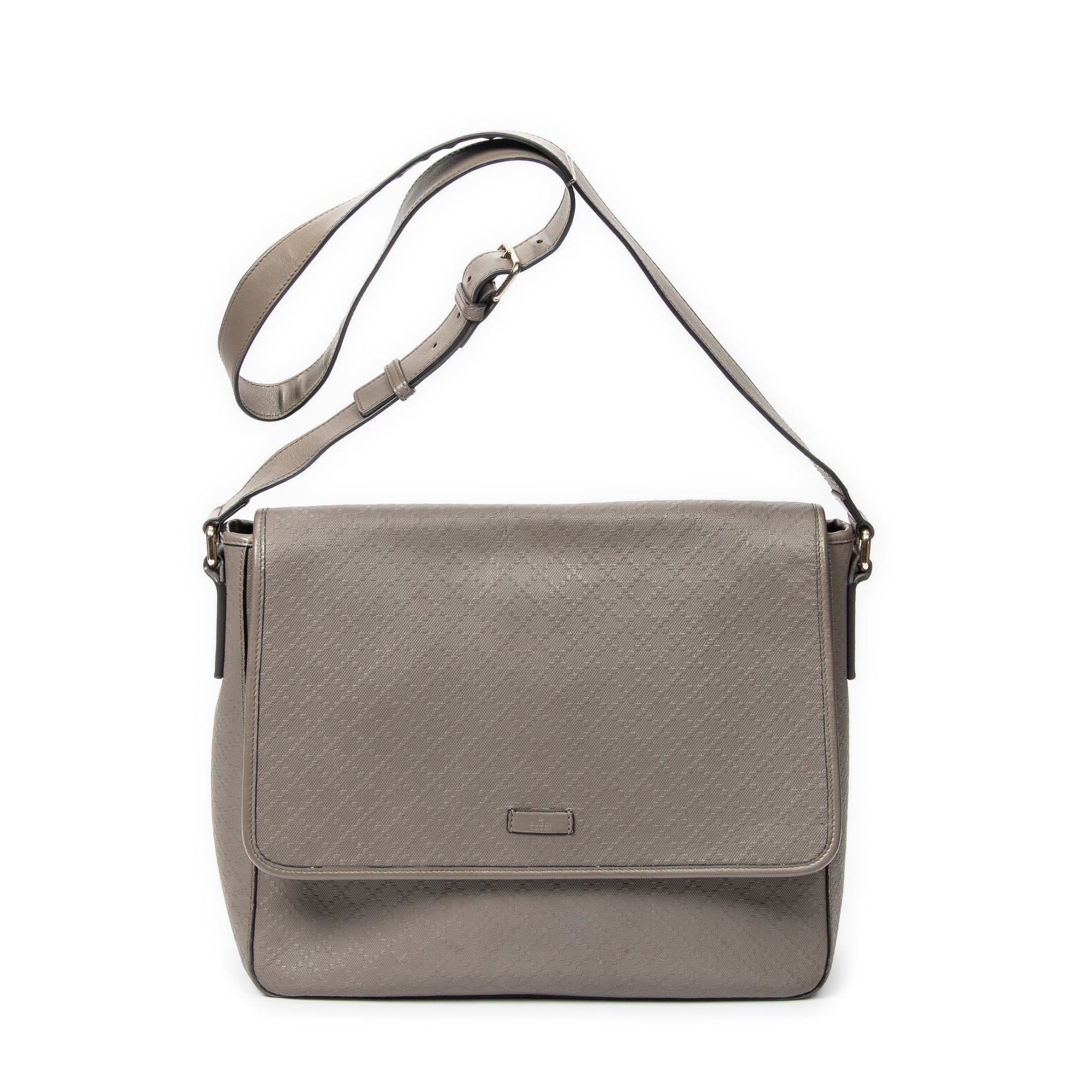 Bandolera Grande de Cuero Gris con Diamantes