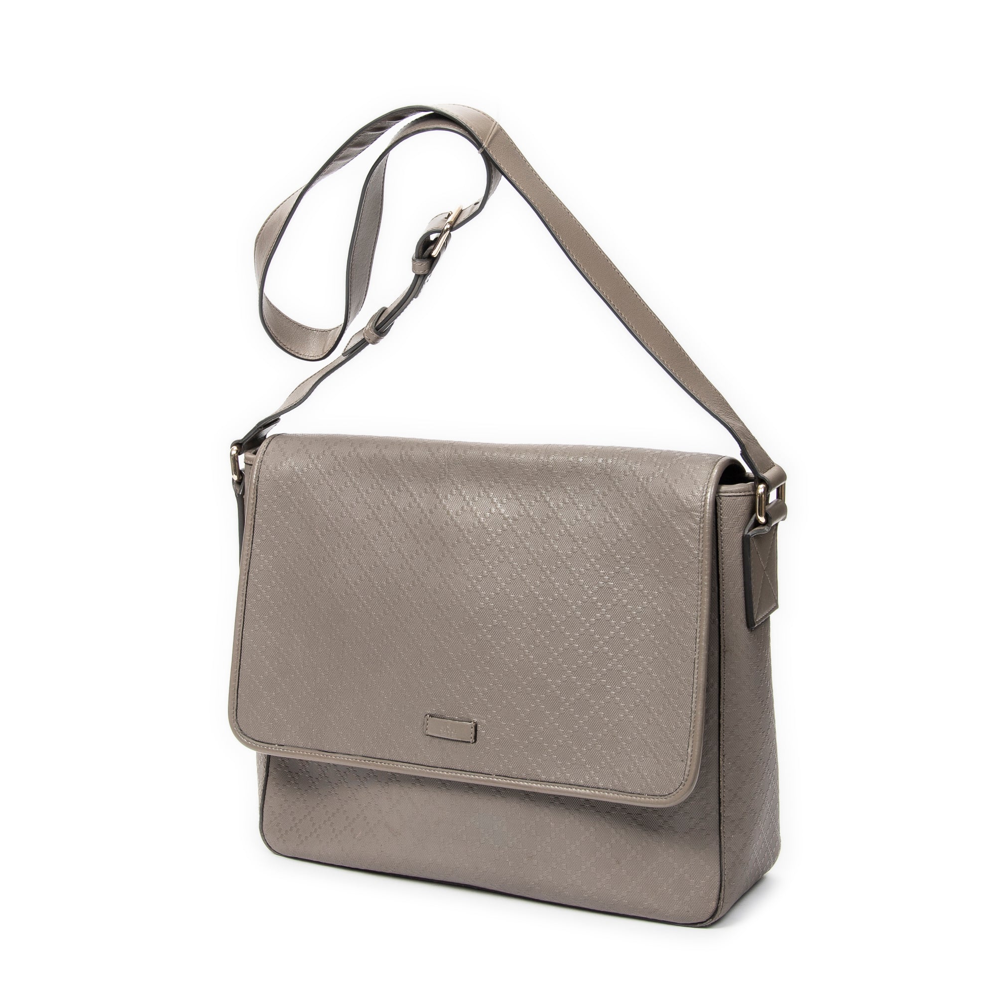 Bandolera Grande de Cuero Gris con Diamantes