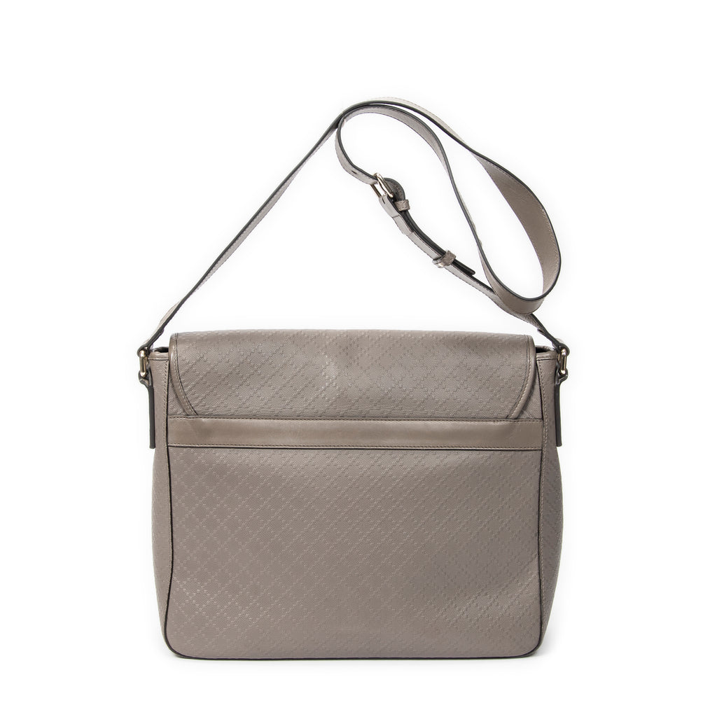 Bandolera Grande de Cuero Gris con Diamantes