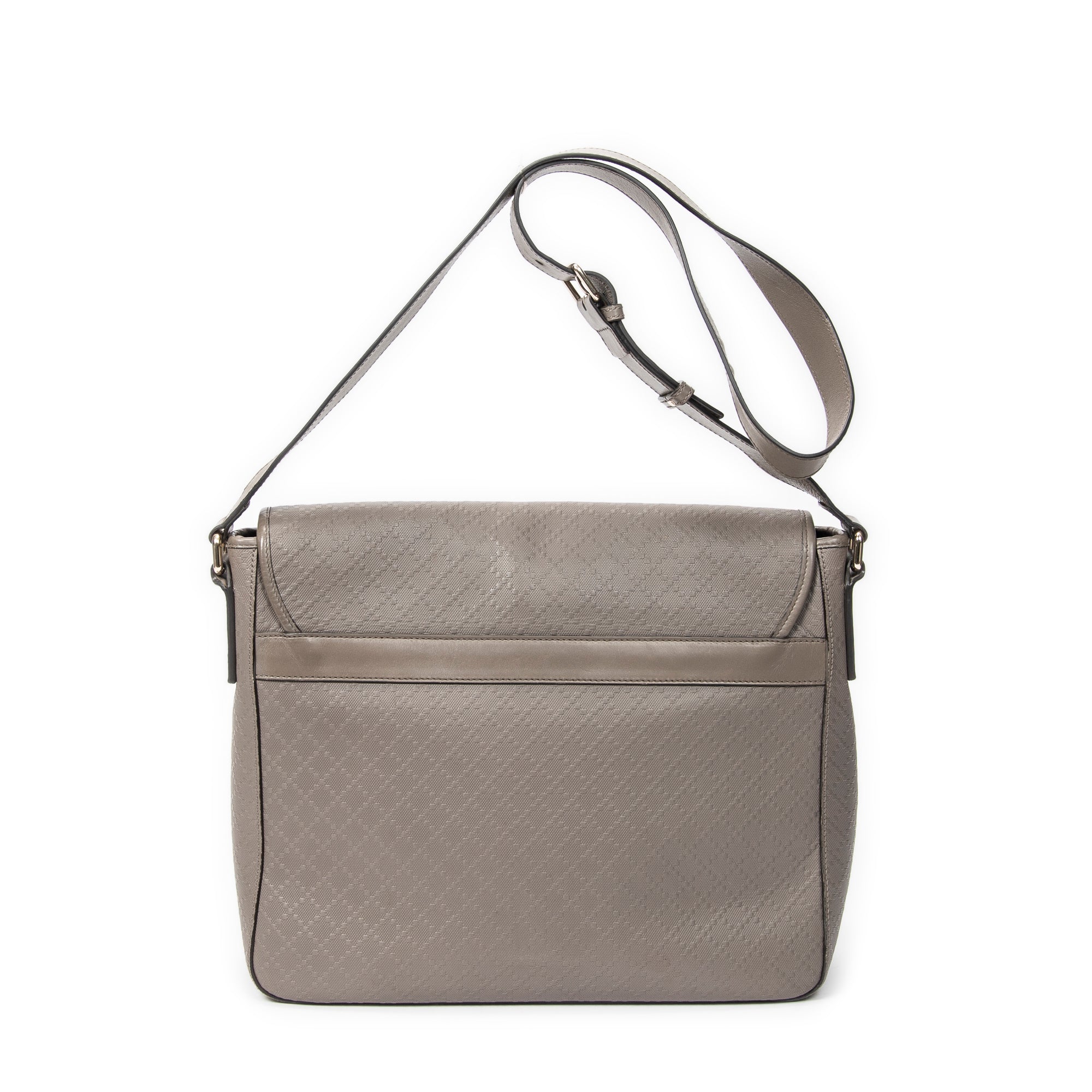 Bandolera Grande de Cuero Gris con Diamantes