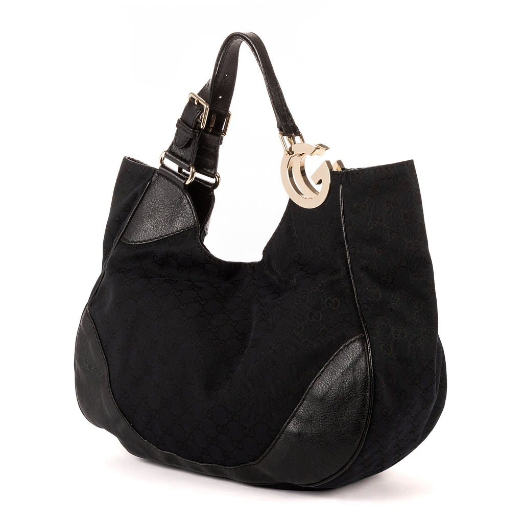 Shoulder Bag Charlotte Tote Black Monogrammed Canvas