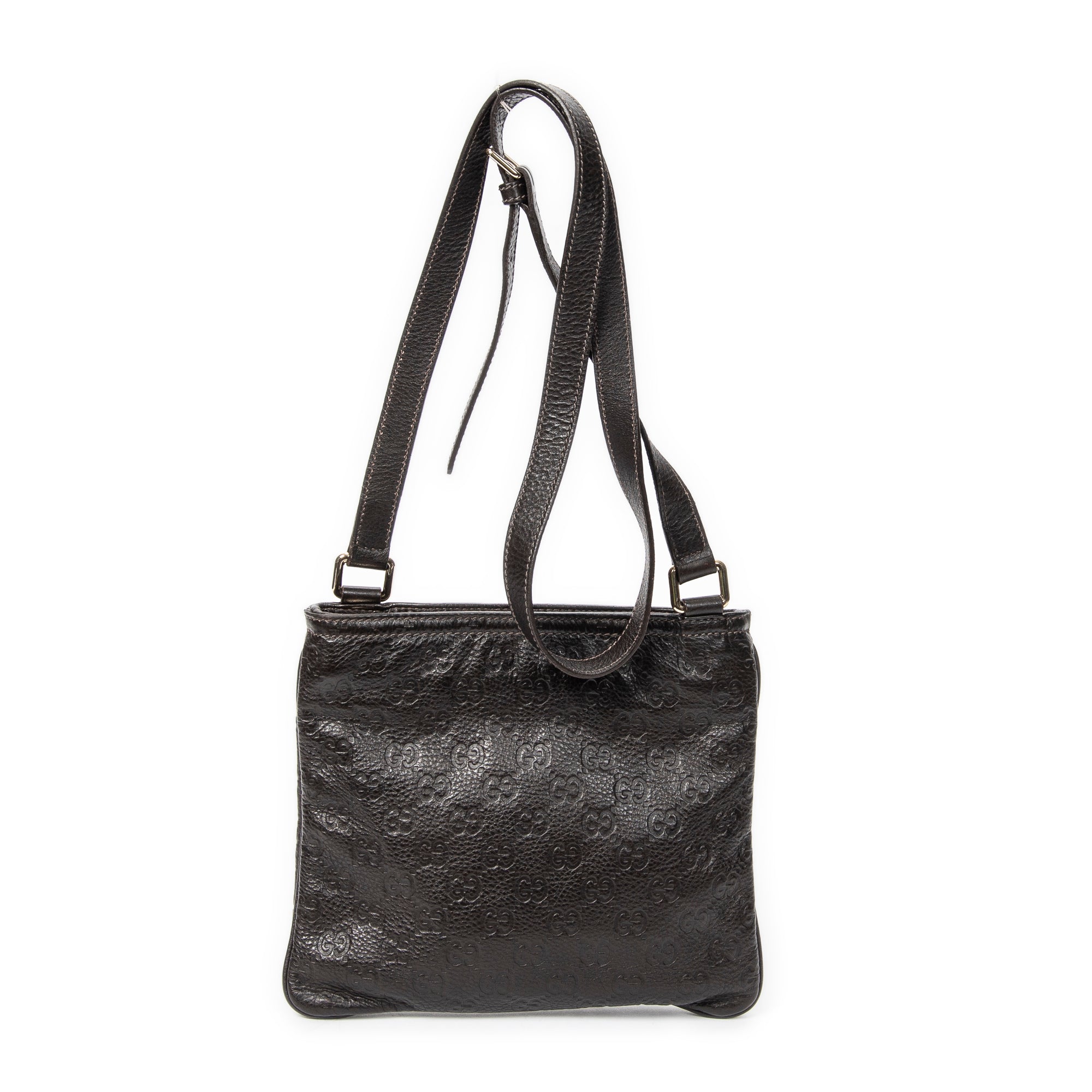 Shoulder Bag Small Flat Messenger Dark Brown Guccissima Leather