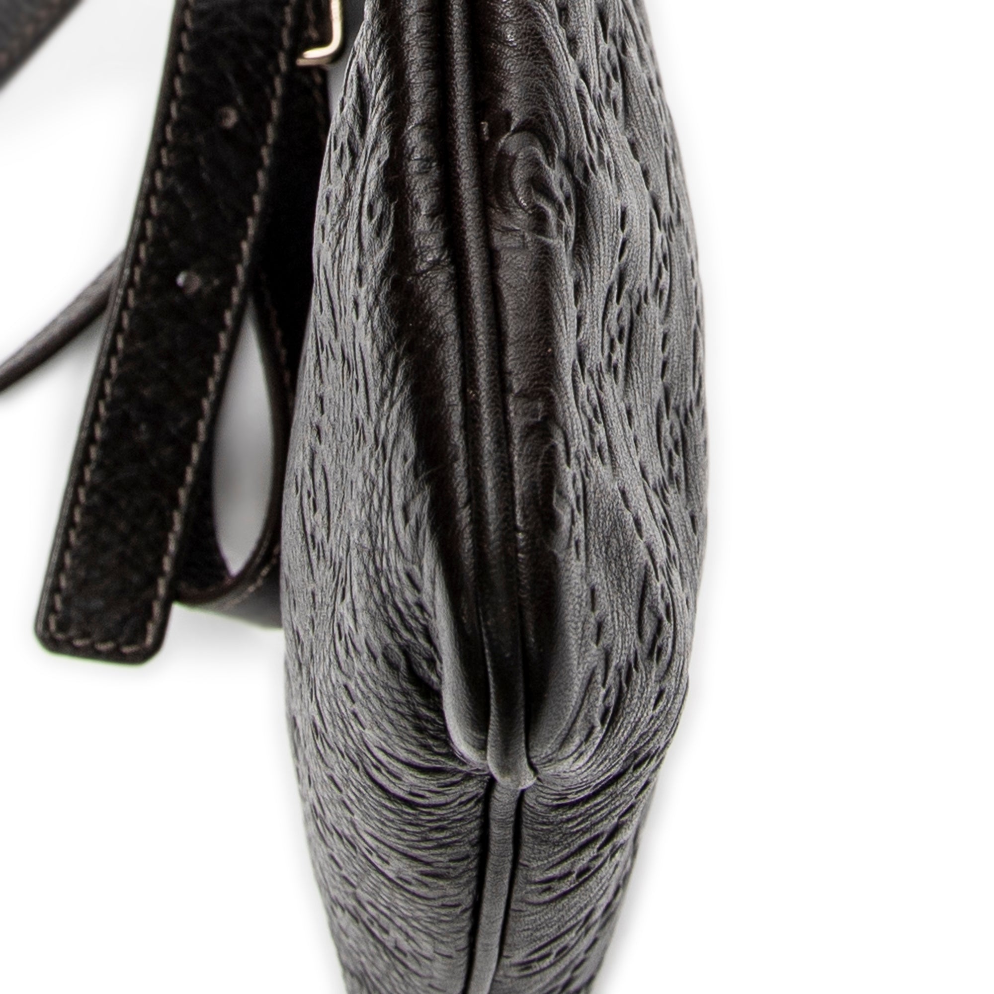 Shoulder Bag Small Flat Messenger Dark Brown Guccissima Leather