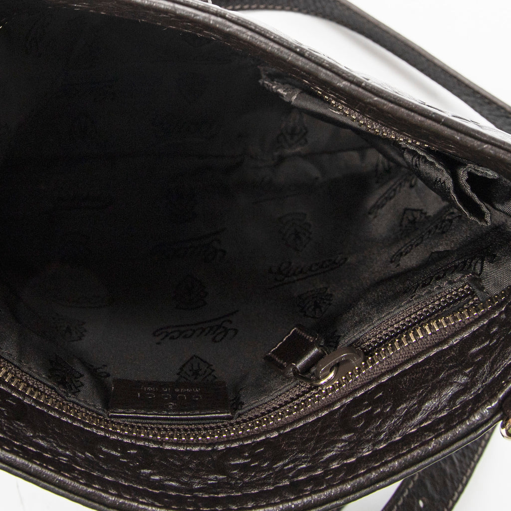 Shoulder Bag Small Flat Messenger Dark Brown Guccissima Leather