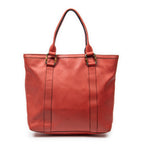Shoulder Bag Vertical Bamboo Bar Shopper Red Grained Calfskin Leather