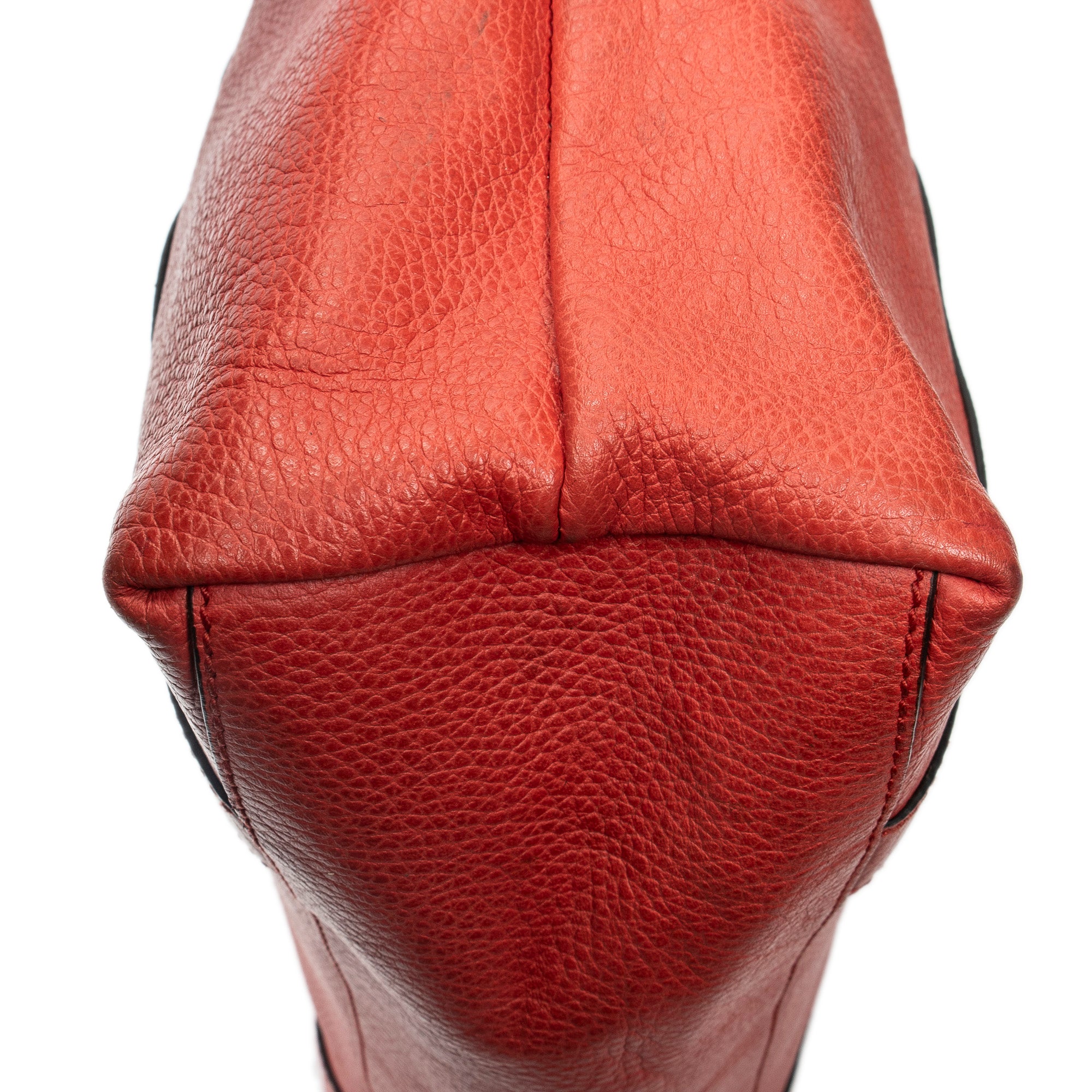 Shoulder Bag Vertical Bamboo Bar Shopper Red Grained Calfskin Leather