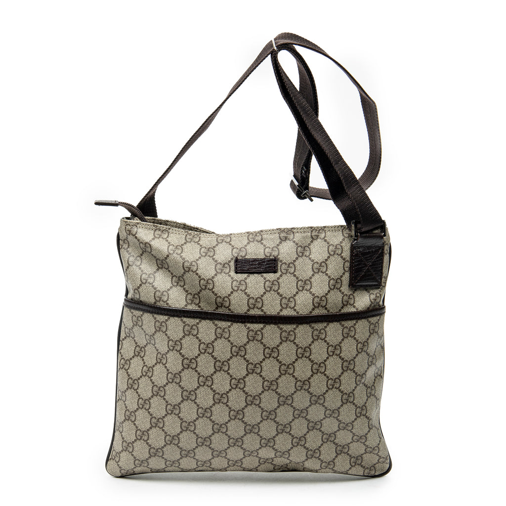 Shoulder Bag Square Flat Crossbody Beige Supreme Coated Canvas