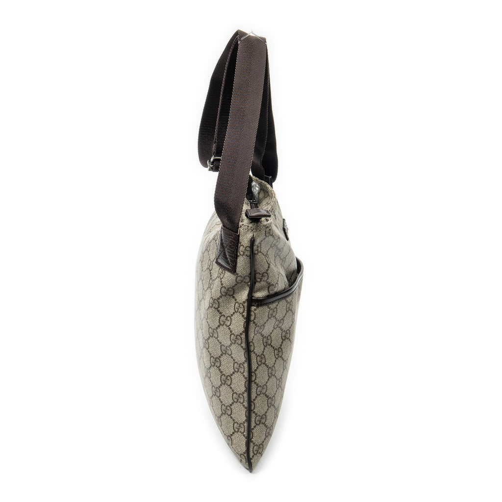 Shoulder Bag Square Flat Crossbody Beige Supreme Coated Canvas