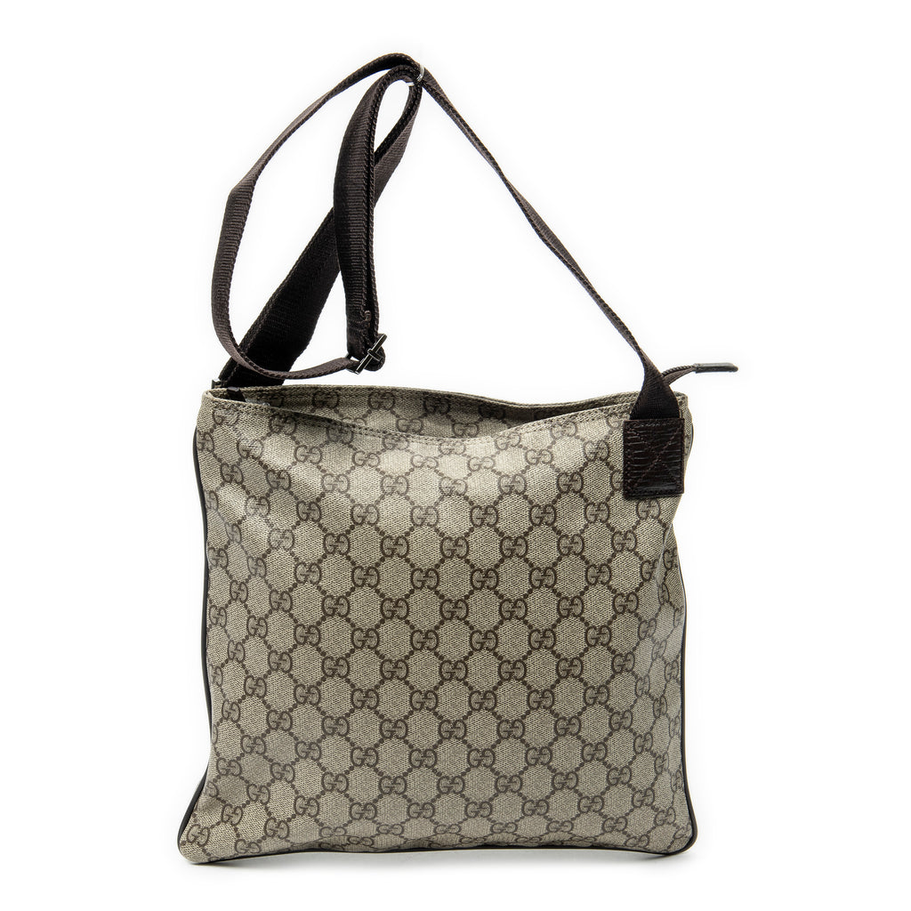 Shoulder Bag Square Flat Crossbody Beige Supreme Coated Canvas