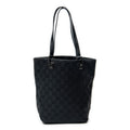 Shoulder Bag Bucket Tote Black Monogrammed Canvas