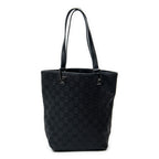 Shoulder Bag Bucket Tote Black Monogrammed Canvas