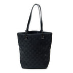 Shoulder Bag Bucket Tote Black Monogrammed Canvas