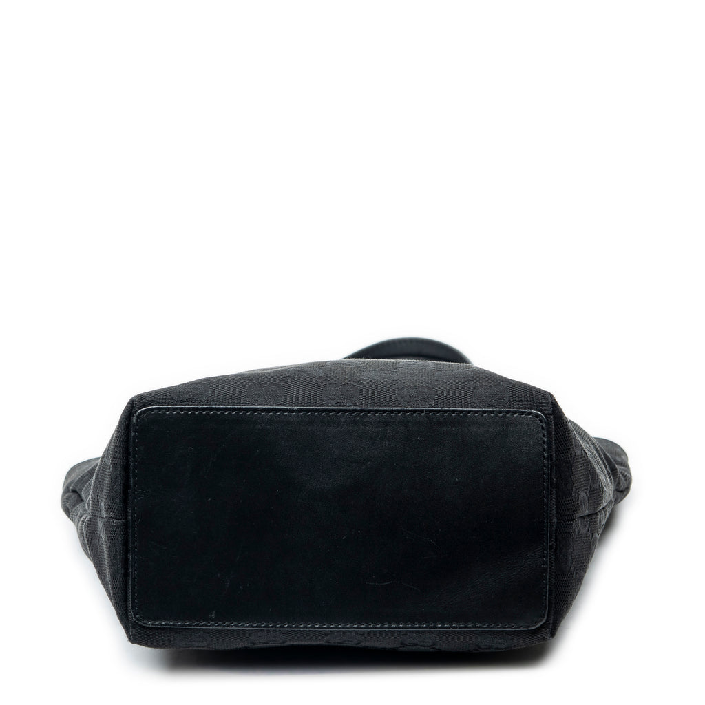 Shoulder Bag Bucket Tote Black Monogrammed Canvas