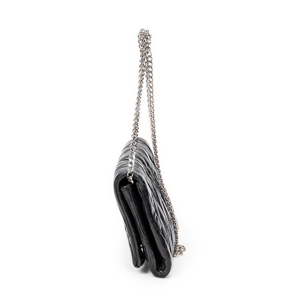 Shoulder Bag Mini Flap Chain Crossbody Black Matelasse Lux Leather
