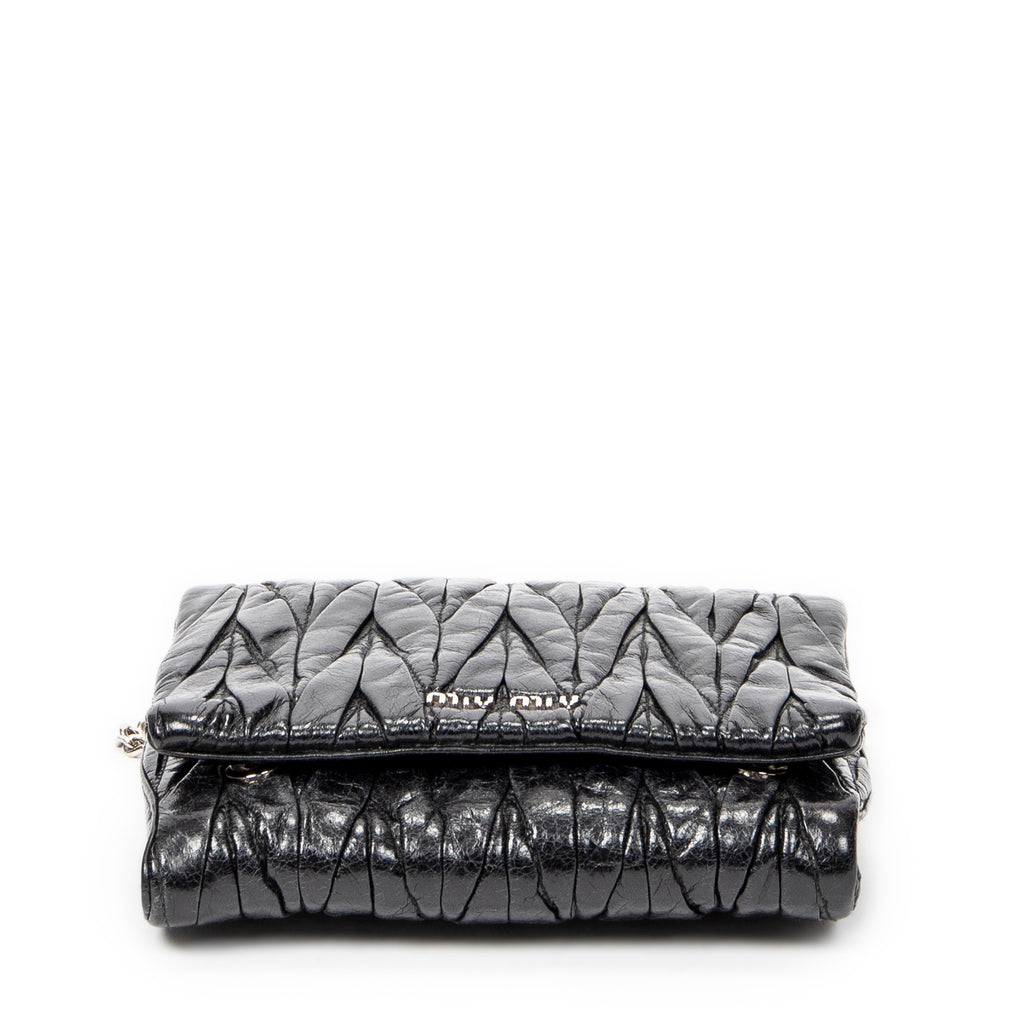 Shoulder Bag Mini Flap Chain Crossbody Black Matelasse Lux Leather